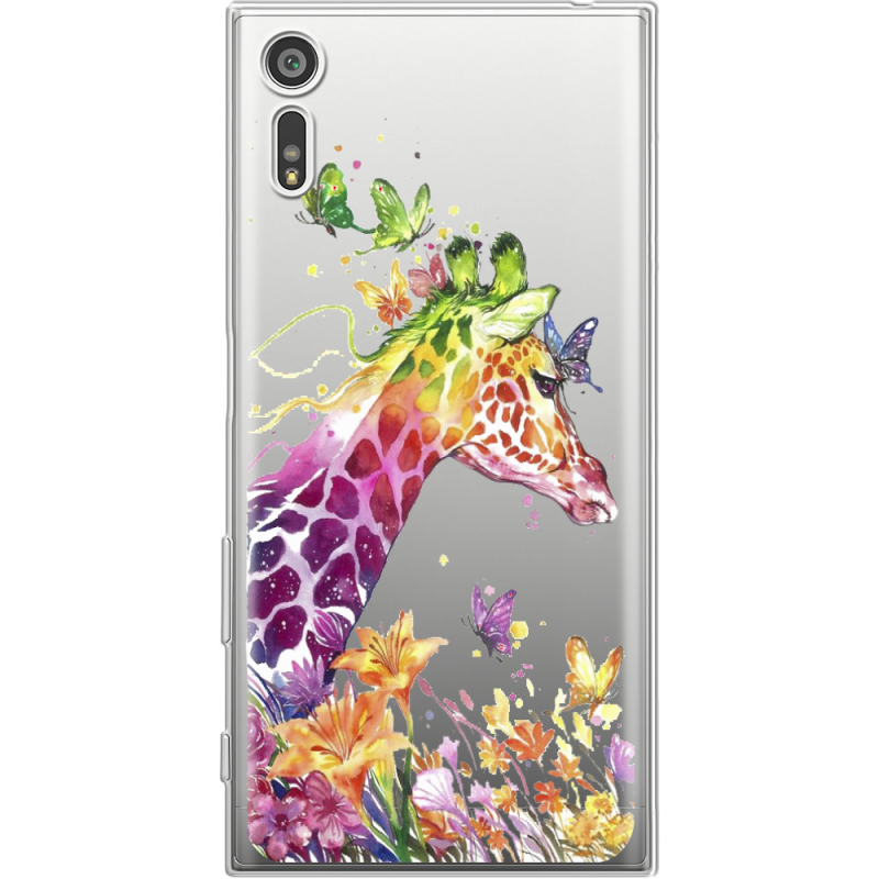 Прозрачный чехол Uprint Sony Xperia XZ F8332 Colorful Giraffe