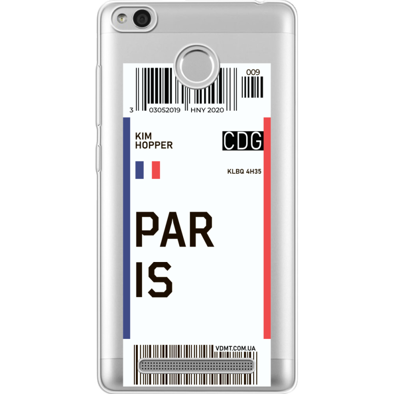 Прозрачный чехол Uprint Xiaomi Redmi 3S / 3S Pro Ticket Paris