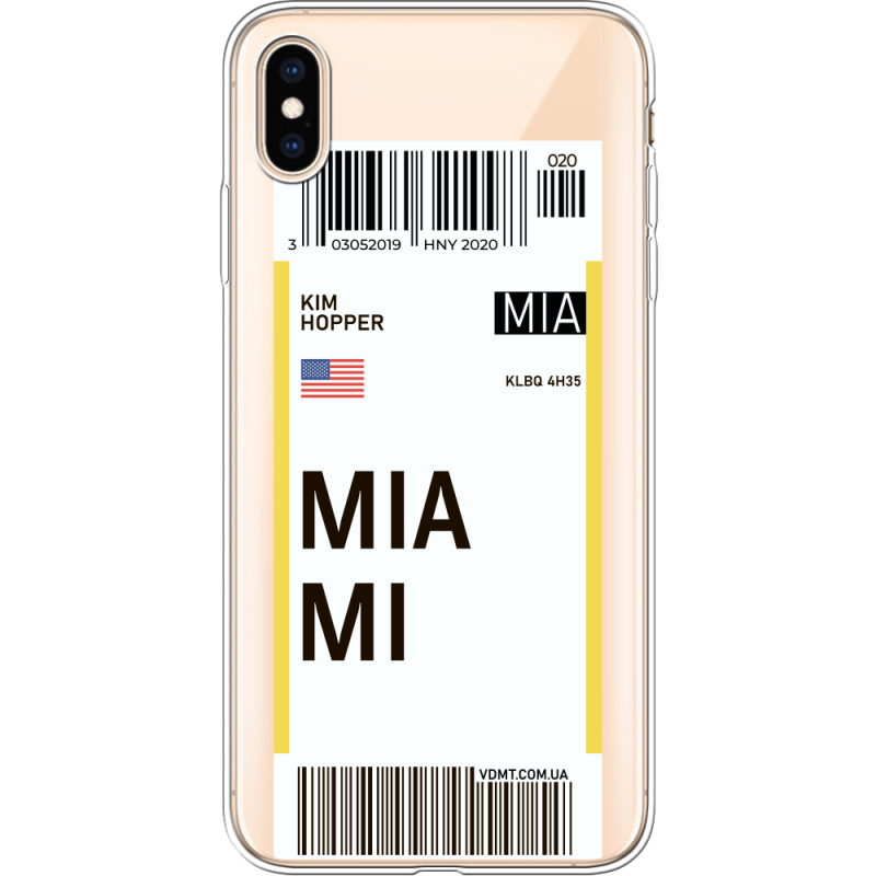 Прозрачный чехол Uprint Apple iPhone XS Max Ticket Miami