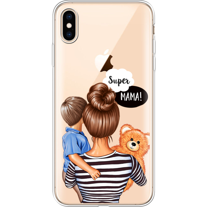 Прозрачный чехол Uprint Apple iPhone XS Max Super Mama and Son