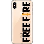 Прозрачный чехол Uprint Apple iPhone XS Max Free Fire Black Logo