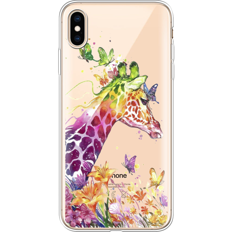 Прозрачный чехол Uprint Apple iPhone XS Max Colorful Giraffe