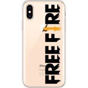 Прозрачный чехол Uprint Apple iPhone XS Free Fire Black Logo