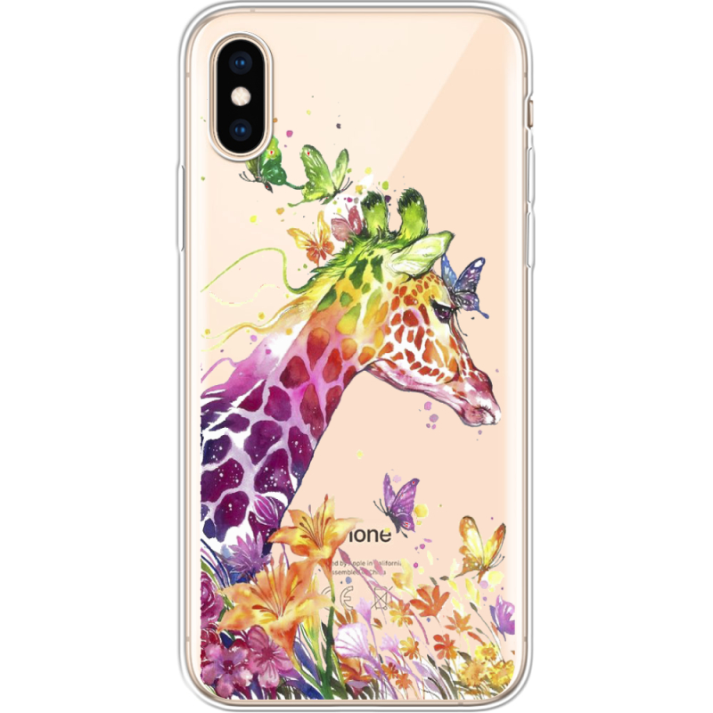Прозрачный чехол Uprint Apple iPhone XS Colorful Giraffe