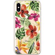 Прозрачный чехол Uprint Apple iPhone XS Tropical Flowers