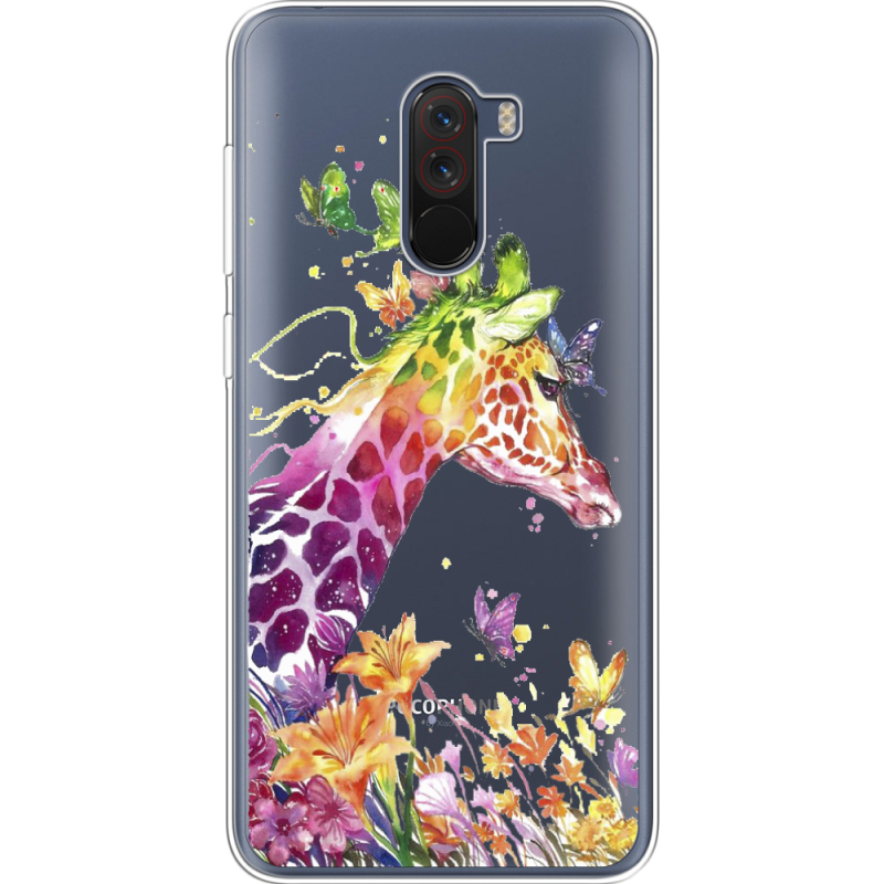 Прозрачный чехол Uprint Xiaomi Pocophone F1 Colorful Giraffe