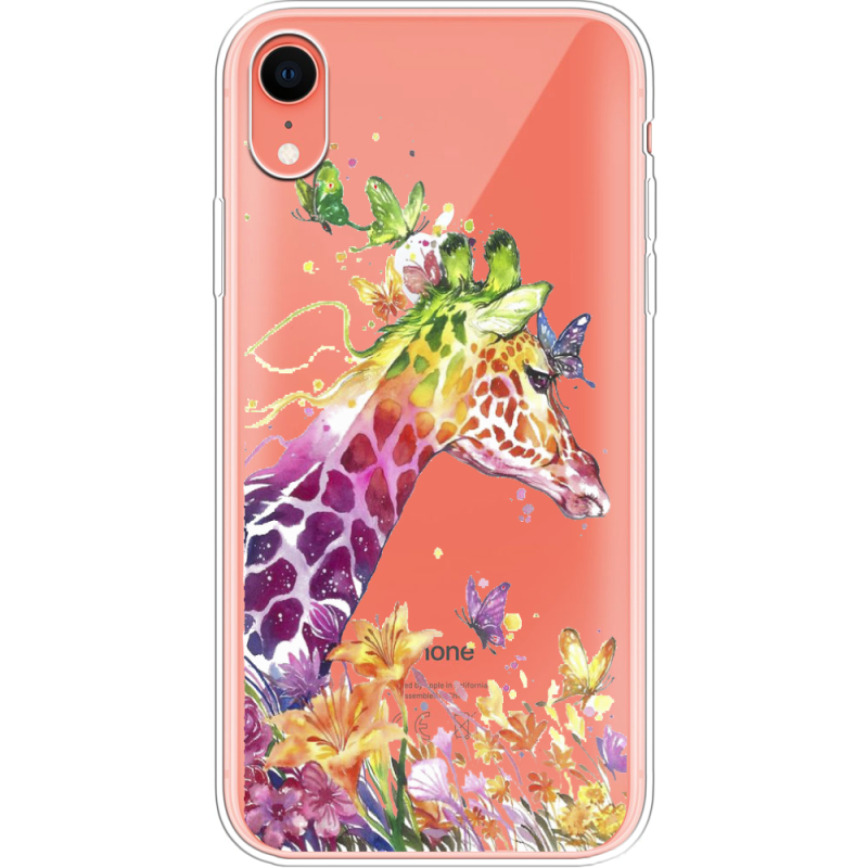Прозрачный чехол Uprint Apple iPhone XR Colorful Giraffe