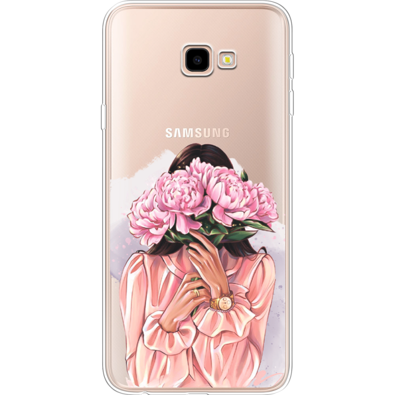 Прозрачный чехол Uprint Samsung J415 Galaxy J4 Plus 2018 Девушка с Пионами