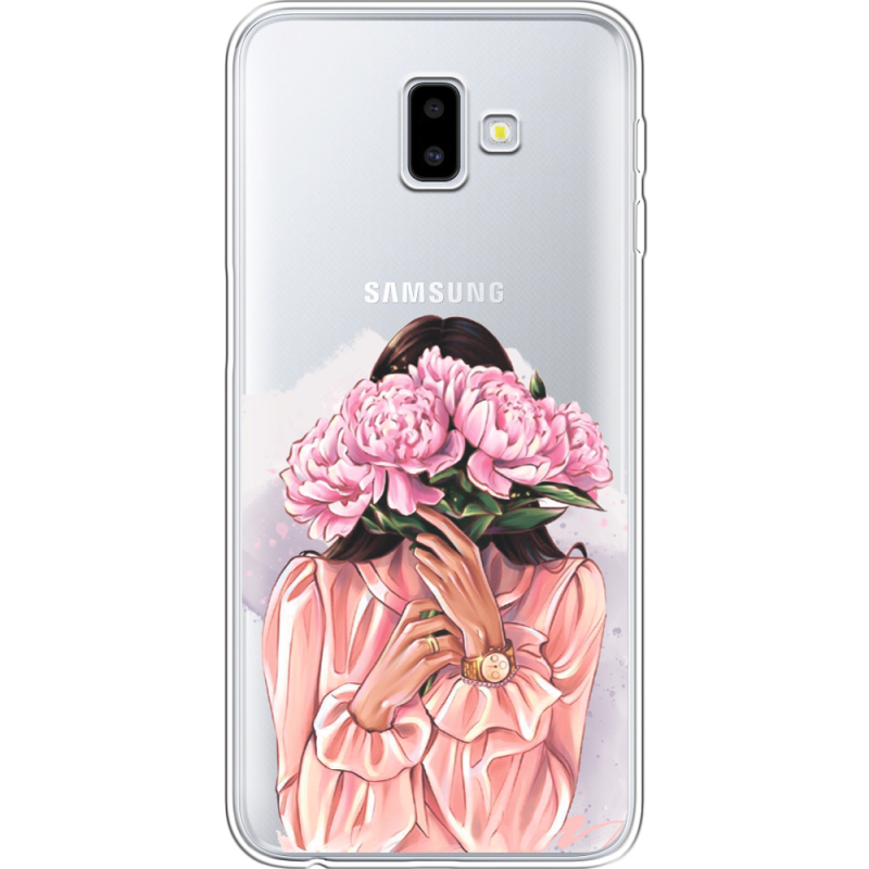 Прозрачный чехол Uprint Samsung J610 Galaxy J6 Plus 2018 Девушка с Пионами