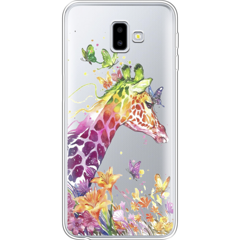 Прозрачный чехол Uprint Samsung J610 Galaxy J6 Plus 2018 Colorful Giraffe