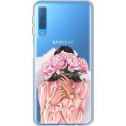 Прозрачный чехол Uprint Samsung A750 Galaxy A7 2018 Девушка с Пионами