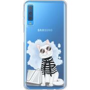 Прозрачный чехол Uprint Samsung A750 Galaxy A7 2018 Cat Style