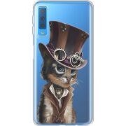 Прозрачный чехол Uprint Samsung A750 Galaxy A7 2018 Steampunk Cat