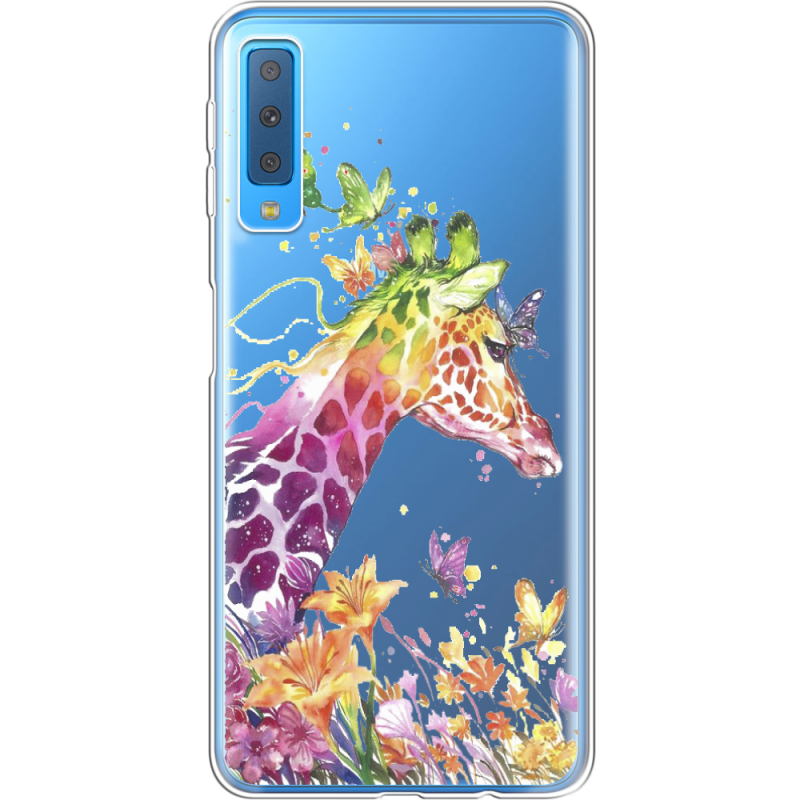Прозрачный чехол Uprint Samsung A750 Galaxy A7 2018 Colorful Giraffe