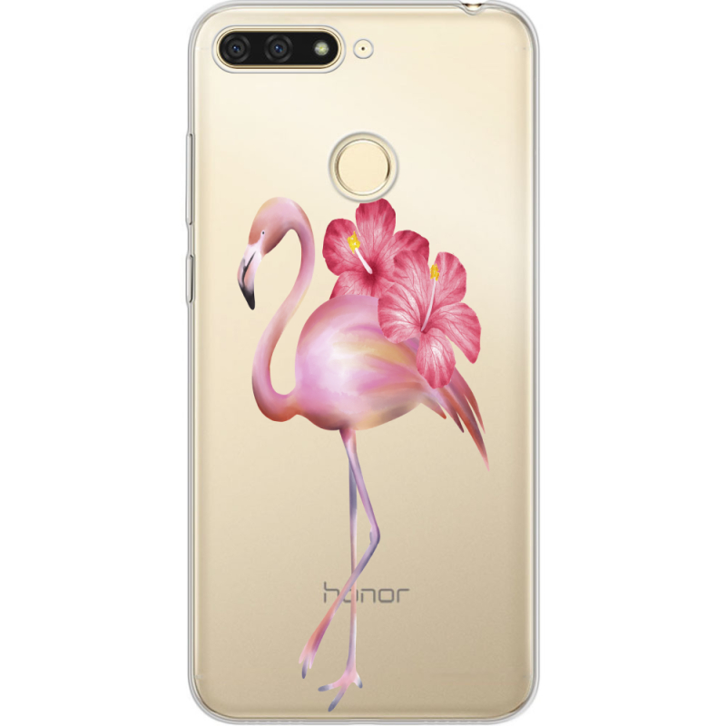 Прозрачный чехол Uprint Honor 7C Floral Flamingo
