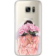 Прозрачный чехол Uprint Samsung G930 Galaxy S7 Девушка с Пионами