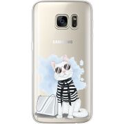 Прозрачный чехол Uprint Samsung G930 Galaxy S7 Cat Style