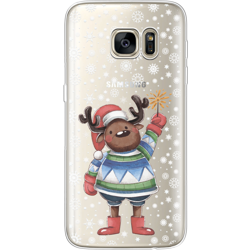 Прозрачный чехол Uprint Samsung G930 Galaxy S7 Christmas Deer with Snow