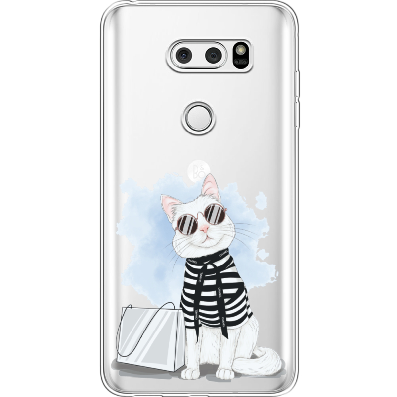 Прозрачный чехол Uprint LG V30 / V30 Plus H930DS  Cat Style