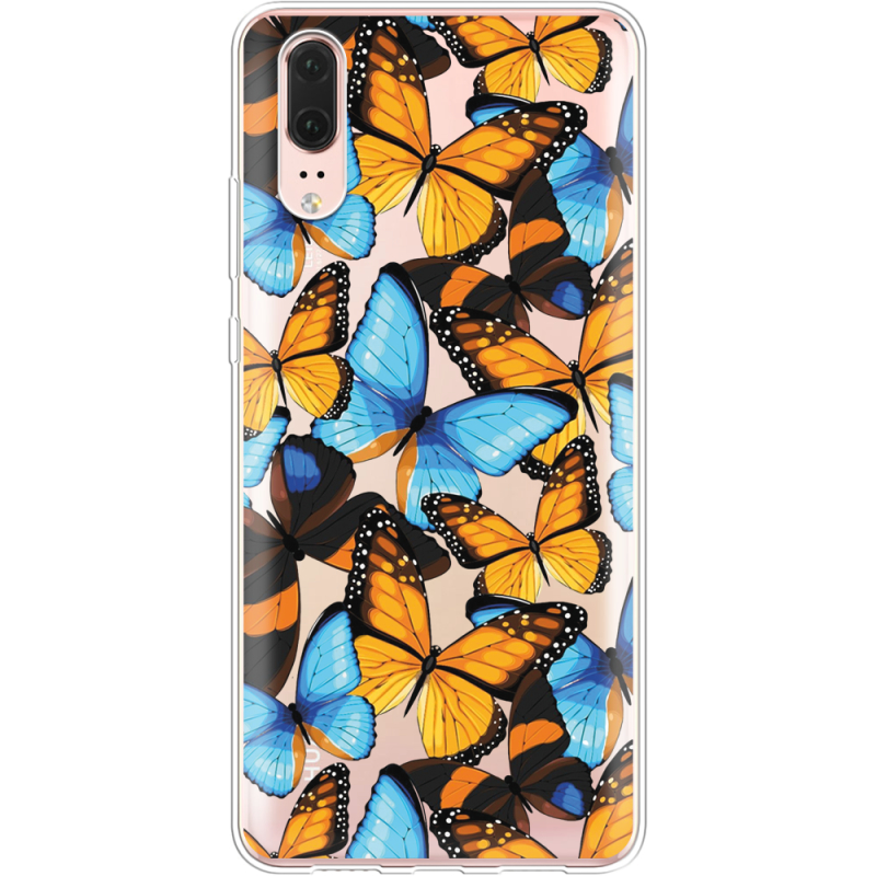 Прозрачный чехол Uprint Huawei P20 Butterfly Morpho