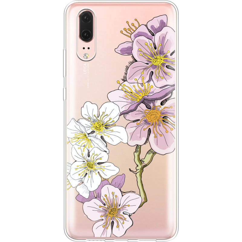Прозрачный чехол Uprint Huawei P20 Cherry Blossom