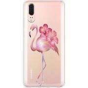 Прозрачный чехол Uprint Huawei P20 Floral Flamingo