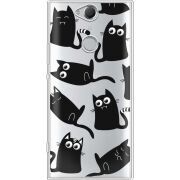 Прозрачный чехол Uprint Sony Xperia XA2 Plus H4413 с 3D-глазками Black Kitty