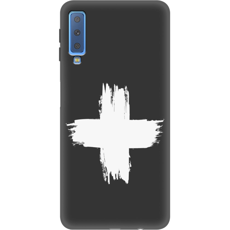 Черный чехол Uprint Samsung A750 Galaxy A7 2018 Білий хрест ЗСУ