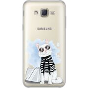Прозрачный чехол Uprint Samsung J701 Galaxy J7 Neo Duos Cat Style