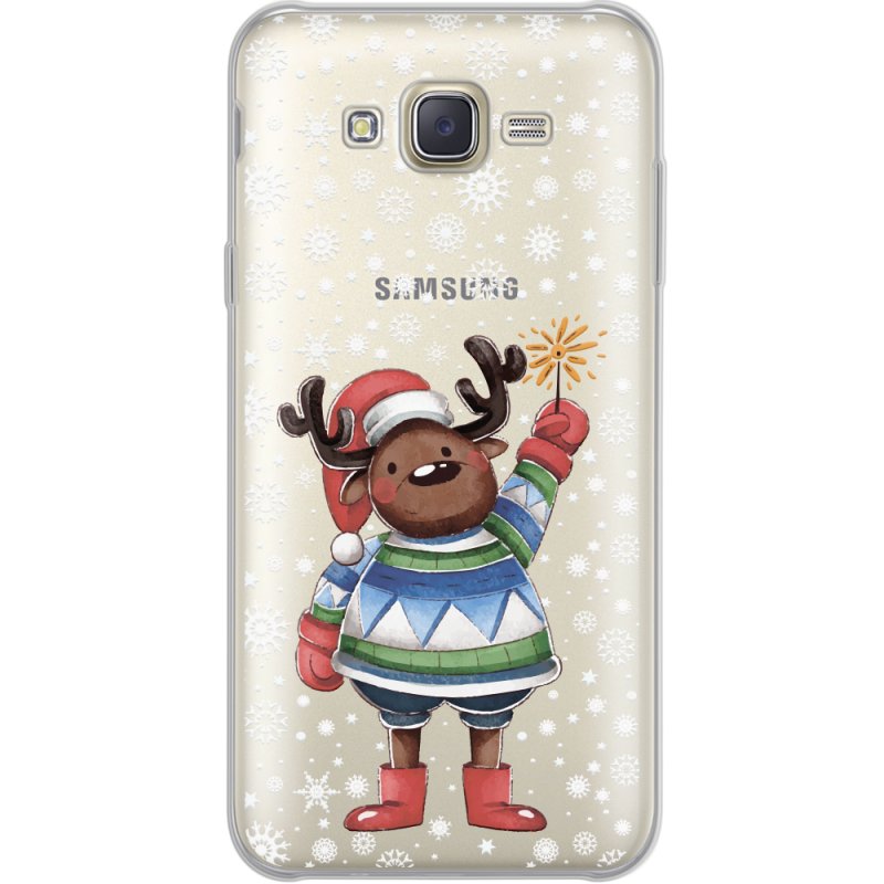 Прозрачный чехол Uprint Samsung J701 Galaxy J7 Neo Duos Christmas Deer with Snow