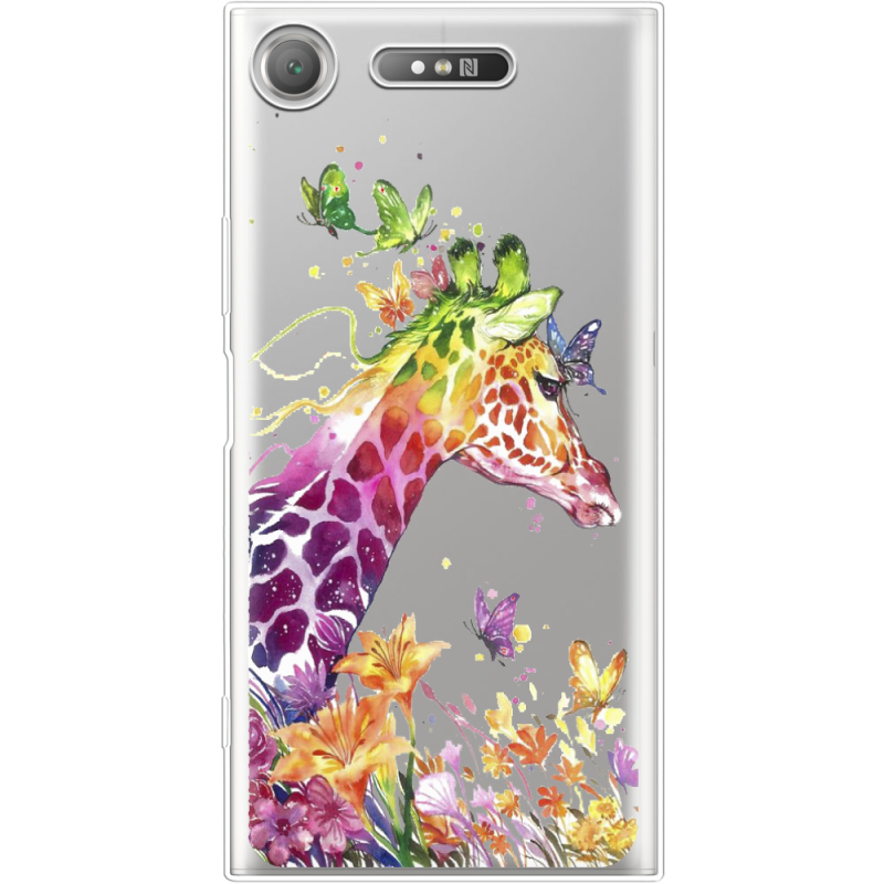 Прозрачный чехол Uprint Sony Xperia XZ1 G8342 Colorful Giraffe