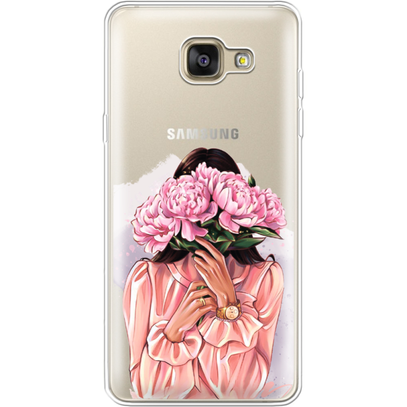 Прозрачный чехол Uprint Samsung A710 Galaxy A7 2016 Девушка с Пионами