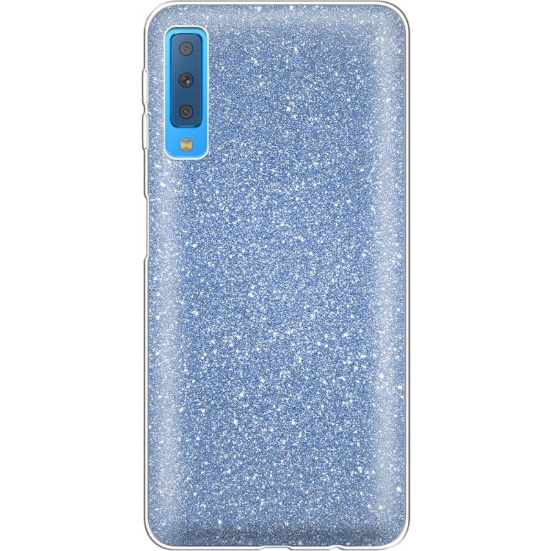 Чехол с блёстками Samsung A750 Galaxy A7 2018 Голубой