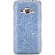 Чехол с блёстками Samsung J120H Galaxy J1 2016 Голубой