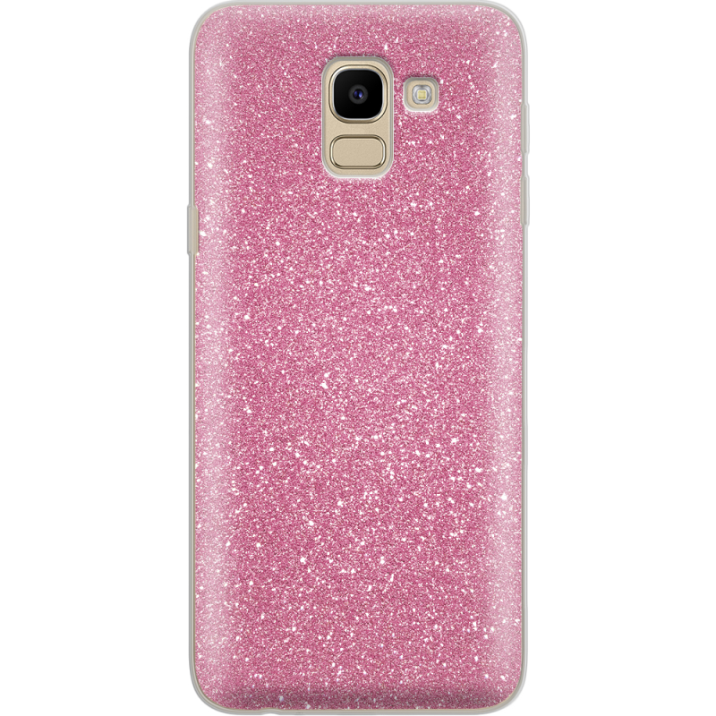 Чехол с блёстками Samsung J600 Galaxy J6 2018 Розовый