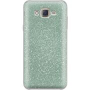 Чехол с блёстками Samsung J700H Galaxy J7 Зеленый