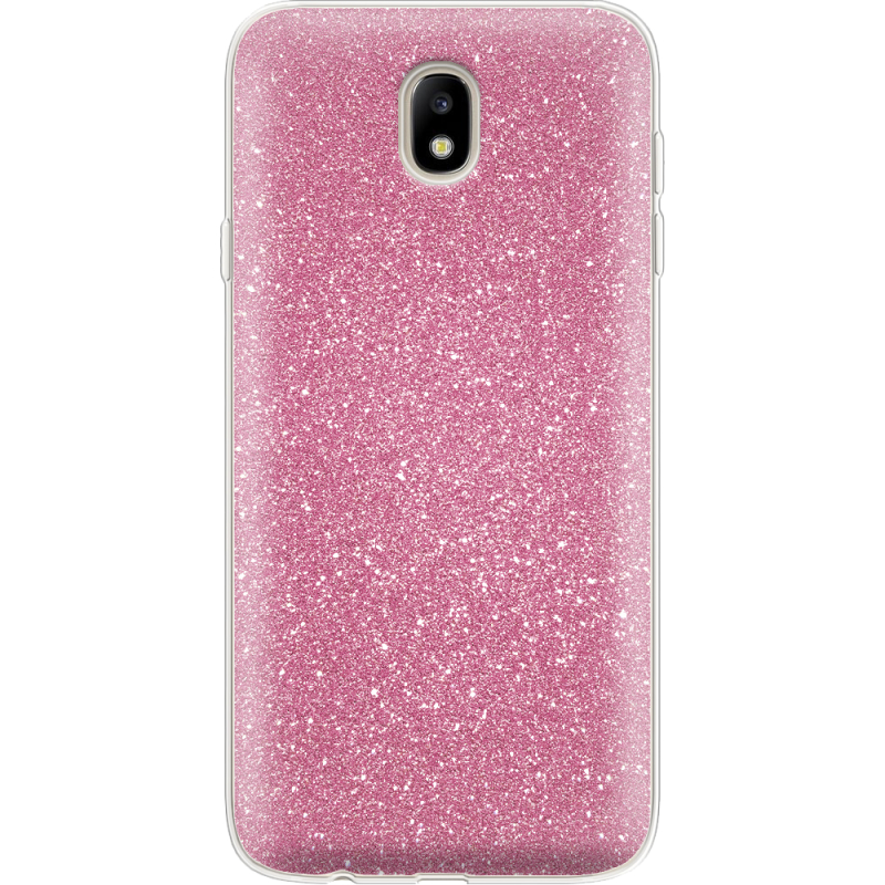 Чехол с блёстками Samsung J730 Galaxy J7 2017 Розовый