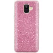 Чехол с блёстками Samsung A600 Galaxy A6 2018 Розовый