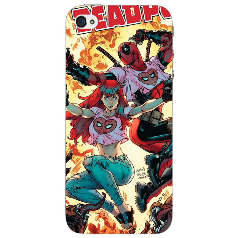 Чехол Uprint Apple iPhone 4 Deadpool and Mary Jane