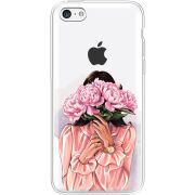 Прозрачный чехол Uprint Apple iPhone 5С Девушка с Пионами