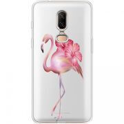 Прозрачный чехол Uprint OnePlus 6 Floral Flamingo