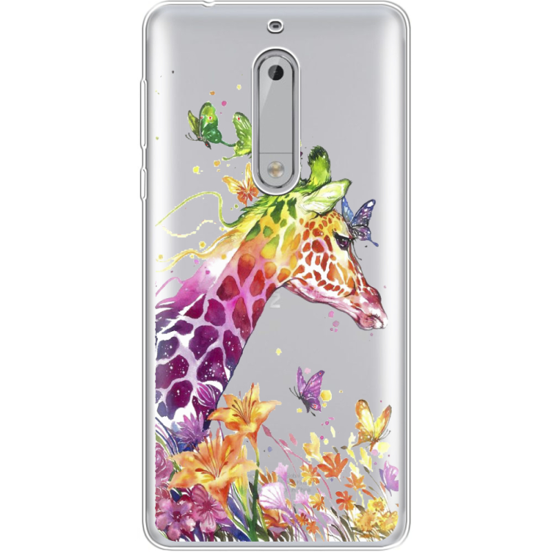 Прозрачный чехол Uprint Nokia 5 Colorful Giraffe