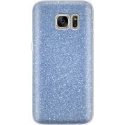 Чехол с блёстками Samsung G930 Galaxy S7 Голубой