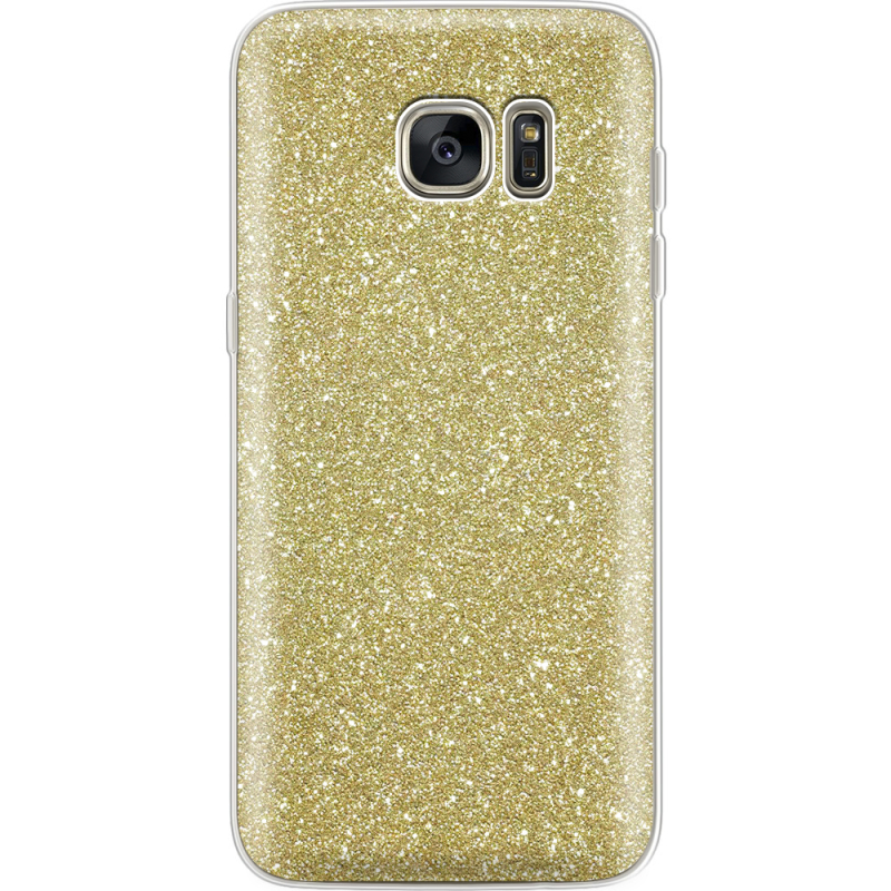 Чехол с блёстками Samsung G935 Galaxy S7 Edge Золото