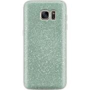 Чехол с блёстками Samsung G935 Galaxy S7 Edge Зеленый