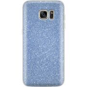 Чехол с блёстками Samsung G935 Galaxy S7 Edge Голубой