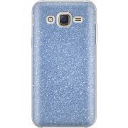 Чехол с блёстками Samsung J500H Galaxy J5 Голубой