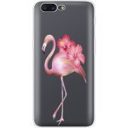 Прозрачный чехол Uprint OnePlus 5 Floral Flamingo