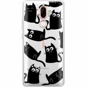 Прозрачный чехол Uprint Nokia 7 Plus с 3D-глазками Black Kitty