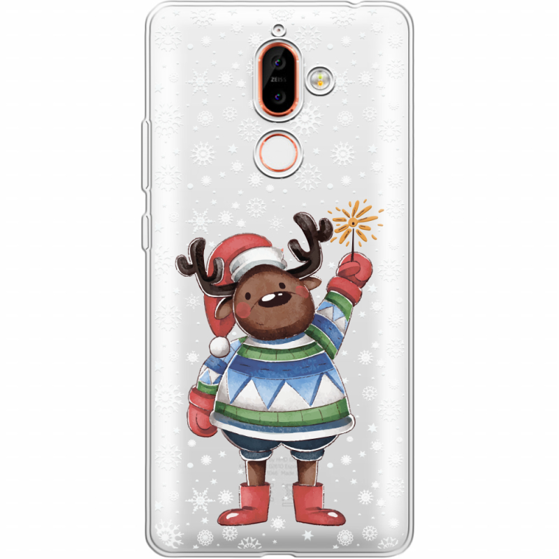 Прозрачный чехол Uprint Nokia 7 Plus Christmas Deer with Snow